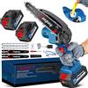 CEEPUY Mini Motosega a Batteria per Potatura con 8000mAh Batterie, 8 Pollici Sega a Batteria con Pompetta Olio, Motosega Elettrica a Batteria Portatile per il Taglio del Legno Giardini (Blu 8 pollici)