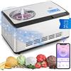 Klarstein Smart Gelatiera, Gelatiera Professionale, Gelatiera Autorefrigerante 180w, Macchina Gelato con Controllo WiFi/App, Macchina per Gelato, Sorbettiera per Gelati a Casa, Macchina Granita