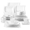 MALACASA, Serie Flora, Servizio da Tavola in Porcellana caffè Set 30 Pezzi con 6 Tazze, 6 Piatti Piani, 6 Piatti, 6 Piatti da Dessert, 6 Piatti Fondi per 6 Persone Bianca Crema