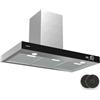 Klarstein AirNova - Cappa da Cucina da 90cm, Cappa Aspirante a Parete, 620 m³/ora, Efficienza Energetica A++, LED: 6500K, Silenziosa: 49 dB, Acciaio Inox, Ricircolo & Scarico