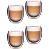 Feelino Set da 4 Tazze Cappuccino, Bicchieri Caffe Vetro Borosilicato 400ml, Tazze Vetro Doppia Parete per Caffè Macchiato, Ice Cofffee, Tazze Trasparenti per Caffè, Bicchieri Termici Doppio Vetro