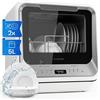 Klarstein Amazonia - Lavastoviglie Piccola, 6 Programmi, Consumo Ridotto, Display LED, Touch, Portatile Ideale per Vacanze e Campeggio, Mini, Argento