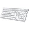 iClever Tastiera Bluetooth, ricaricabile USB-C, tastiera wireless multidispositivo in acciaio inox full size, Bluetooth 5.1 fino a 3 dispositivi, Layout Italiano QWERTY