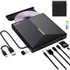 ORIGBELIE Masterizzatore DVD Esterno con 4 Porte USB e 2 Slot per Schede TF/SD, USB 3.0 Tipo C Portatile Lettore CD Esterno per PC Portatile Laptop Desktop MacBook Windows 11/10/8/7 Vista Linux Mac OS