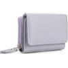 CHAOFANXI Portafoglio Donna Piccolo in Pelle da Donna, Portamonete Piccoli Trifold Piccola Corto Portamonete con 6 Scomparti per Carte con 1 Sezione di Fattura e 1 Tasca con Cerniera,Viola Chiaro