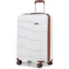KONO Valigia Trolley da 56cm Rigida e Leggero Polipropilene Valigie con TSA Lucchetto e 4 Ruote (Bianco Crema)