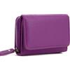 CHAOFANXI Portafoglio Donna Piccolo in Pelle da Donna, Portamonete Piccoli Trifold Piccola Corto Portamonete con 6 Scomparti per Carte con 1 Sezione di Fattura e 1 Tasca con Cerniera,Viola