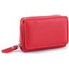 CHAOFANXI Portafoglio Donna Piccolo in Pelle da Donna, Portamonete Piccoli Trifold Piccola Corto Portamonete con 6 Scomparti per Carte con 1 Sezione di Fattura e 1 Tasca con Cerniera, Rosso