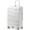 KONO Valigia Media Rigida da 65cm Trolley Medio Leggero Polipropilene Valigie con TSA Lucchetto e 4 Ruote (Bianco)