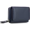 CHAOFANXI Portafoglio Donna Piccolo in Pelle da Donna, Portamonete Piccoli Trifold Piccola Corto Portamonete con 6 Scomparti per Carte con 1 Sezione di Fattura e 1 Tasca con Cerniera, Blu Zaffiro