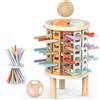 Mieryd Giochi Montessori Legno Bambini 3 4 5 6 7 8 9+ Anni Idee Regalo, Torre Gioco da Tavolo con Bastoncini Colorato e Dadi, Interattivi Giochi Educativi di Famiglia Regalini Festa Compleanno Bambina Bimbo