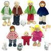 Ludihive Casa Delle Bambole In Legno, Set Famiglia Di Persone Con Gatto E Cane, Set Di Bambole In Legno per Famiglie, Bambole per Casa Delle Bambole per Casa Delle Bambole Playset Accessori