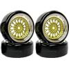 KINGCOO - 4 pneumatici per auto 1/10 RC, 63 mm, con rivestimento in plastica, per 1:10 RC On Road Run-Flating Racing Car per Tamiya HSP HPI Kyosho(oro argento)