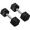 HOMCOM Set di 2 Manubri da 4 kg Esagonali, Coppia di Pesi per Palestra con Presa Antiscivolo e Rivestimento in Gomma, Nero