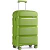KONO Valigia Trolley Media 65cm Rigida e Leggera in Polipropilene Valige da Viaggio con 4 Ruote e TSA Lucchetto, Verde