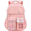 HANXIUCAO zaino bambina, grande capacità, impermeabile, con scomparto per computer portatile, per Primary Junior High University, Rosa