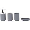 Hosoncovy - Set di 4 accessori da bagno con dispenser per sapone, tazza da bagno, portasapone, porta spazzolino e porta pasta da denti (Grigio)