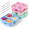 SHILIPAIJC 4 Pezzi Contenitori Bento per Snack con Scomparto, Riutilizzabili Porta Merenda Bambina Lunch Box Bambini con Forchette da Frutta, Porta Pranzo Ermetico Contenitori per il Pranzo per Bambini e Adulti