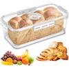 Hejo Portapane con Coperchio,Porta Pane da Cucina Moderno in Plastica Trasparente,Contenitore Pane con Registrazione del Tempo,Durevole Porta Fette Biscottate per Pane,Tostato,Frutta(Grigio)