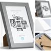 M MERCEO Cornice per foto e foto, 10x15 cm, in argento, minimalista, moderna, ideale come espositore da tavolo e da parete, formato verticale o orizzontale