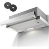 KICHPOWER Cappa Aspirante Telescopica, Cappa da Incasso 60cm, 620 m³/h flusso d'aria massimo, con filtro a carbone Coperchio Ricircolo piatto integrato, Superficie in acciaio inox, Illuminazione LED