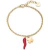 S'Agapõ Bracciale Donna in Acciaio con Simbolo Cornetto | Collezione Feelings - SFE19