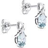 Orovi Orecchini Donna Oro Bianco 9KT Orecchini a Lobo con Acquemarine Naturali blu a goccia, gioiello anallergico confezionato in un elegante astuccio portagioie
