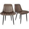 AnYu Furniture Set di 2 sedie da cucina con schienale da 7 cm, tavolo da pranzo con cuscino da 5 cm, portata massima 180 kg, in similpelle PU, per sala da pranzo, cucina, soggiorno (marrone, set da 2)