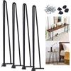 DICN Gambe per tavolo a forcina, 86 cm, 3 aste, in metallo massiccio, per fai da te, casa, ufficio, ristorante, scrivania, comodino, set di 4