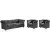 Vente-unique-Divano CHESTERFIELD 3 posti e 2 poltrone in velluto Antracite