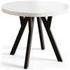 AlpiMeble Tavolo rotondo per sala da pranzo OVO, tavolo allungabile, diametro da 80 cm a 130 cm, colore bianco, con gambe in legno di colore nero