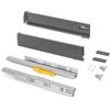 Emuca - Cassetto Vertex Push Sincro, regolazione 3D, guide per cassetti H 93mm, 40kg, profondità 350mm, Acciaio, Grigio antracite