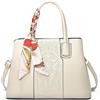 FORRICA Borsa a Mano Donna Borsa con Manico Superiore Ricamo Squisito Borsa a Tracolla Pelle PU Elegante Borsa a Spalla per Pendolarismo Shopping Viaggio Bianco