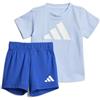 adidas Unisex - Bimbi 0-24 ESSENTIALS BIG LOGO T-SHIRT SET, glow blue/white, 12-18 Months
