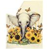 chaqlin Coperta per bambini con girasole e elefante, simpatica e accogliente coperta per bambini, per ragazzi e ragazze, con stampa di elefanti, per letto, soggiorno, divano