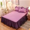 Morbuy 3 Pezzi Set Gonna da Letto per Singolo Matrimoniale e Una Piazza e Mezza Elasticizzata Copriletto con Volant Coprirete per Letto Lenzuola con 2 Federe (180x200+48x74cm,Viola)