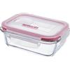 Pedrini contenitore rettangolare in vetro borosilicato, 380 ml con coperchio plastica