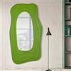 Dmora - Specchio Tiete, Specchiera, Articolo d'arredo a muro, Decorazione con specchio, 90 x 4 h165 cm, Verde