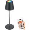 BRILONER - Lampada da tavolo a LED Smart wireless con controllo tramite app, dimmerabile, RGB+W, lampada da comodino, lampada ricaricabile, lampada da esterno, 10,5x36 cm (LxA), antracite