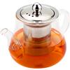 Honneeo Teiera in vetro borosilicato 800 ml, senza gocciolamento, con infusore, bollitore da cucina con filtro in acciaio inox 304, piccola teiera per foglie sfuse, erbe, frutta, bubble tea (800ml)
