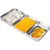 elthmpr Set di 3 Vassoio in Acciaio Inossidabile - vaschette per il panier per impanare, 25 x 20 x 5 cm, rettangolare, panierstrasse in acciaio inox, ciotola rettangolare per carne, pesce e verdure