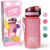 Schmatzfatz Borraccia, Bottiglia Acqua 350 ml, Borraccia Trasparente in Plastica Senza BPA, Borraccia Sportiva per Palestra e Ufficio Uomo Donna, Borraccia Senza Perdite, Borraccia No Cannuccia, Rosa