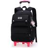 LANSHIYA Zaino da ragazza in tinta unita con ruote per scuola elementare studente trolley Daypack, Nero - Due Ruote, 2 Wheels, Zaini Daypack