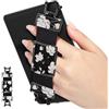 MoKo Cinturino Universale per 6 - 8 E-Reader e tablet, Cinturino Morbido da Mano Supporto Leggero con Fascetta Elastica Impugnatura per Tablet ad Alta Elasticità, Nero & Bianco Magnolia