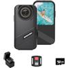 Apexcam K20 Touchscreen Action Cam 4K60FPS 48MP Ultra HD WiFi 8X Zoom EIS Fotocamera sportiva subacquea 20m impermeabile con 64GB Card 2.4G Telecomando 2x1350mAh Batterie
