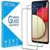 MAYtobe 2 Pezzi Vetro Temperato per Samsung Galaxy A02s, A02, A03s, A03, Pellicola Protettiva Durezza 9H, Compatibile con la Cover, Senza Bolle, Anti Graffio, Ultra Resistent