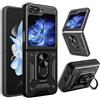 Yutwo Cover per Samsung Z Flip 5, Custodia per Samsung Galaxy Z Flip 5 Antiurto Scorrevole Protezione Fotocamera Custodia con 360°Rotante Anello Supporto Cover per Samsung Galaxy Z Flip 5- Nero