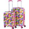 AGATHA RUIZ DE LA PRADA - Set di 2 valigie 4 ruote doppie girevole. Trolley in policarbonato stampato. Rigide e leggere. TSA integrato. Piccola e Mediana. Qualità e disegno. 131100, Color Fucsia
