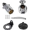 BEIJISTAR Kit Presa Spina per Rimorchio Metallo 7 Poli con Guarnizione in Gomma e Staffa di Montaggio in Metallo, 12V Connettore Presa Spina per Rimorchio 7 Poli Impermeabile, per Camion RV Caravan