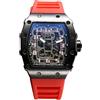 RORIOS Orologio Quarzo da Uomo Orologi da Polso Moda Tonneau Orologi Luminosi Analogico Orologi Casual Sportivo con Calendario Nero Rosso